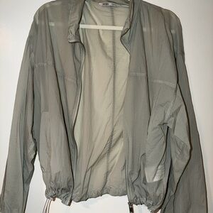 Stylish Aqua Gray Windbreaker / Utility Jacket